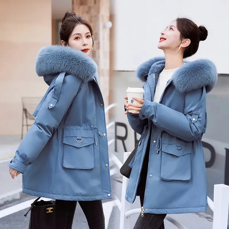 2023 New Detachable Snow Wear Long Parkas Winter Jacket Women Clothes Hooded Parka Female Fur Lining Thick Warm Puffer Coats