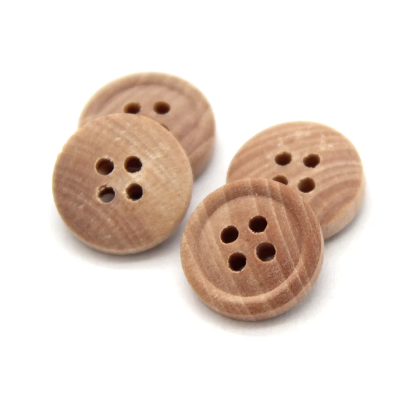 HENGC 50Pcs 11/13mm Natural Round Wooden Buttons for Clothes Kids Shirt Blouse Coat Eco-friendly Sewing Accessories Wholesale