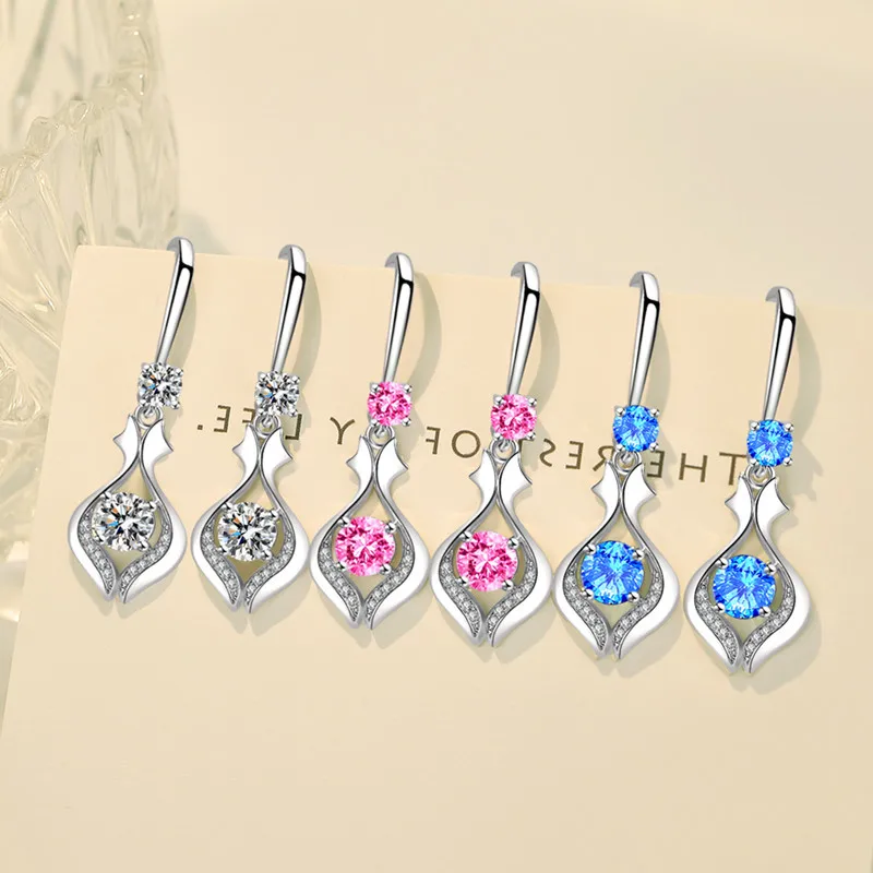 Women's Fashion Double Dolphin Drop Earrings Shiny Crystal Cubic Zircon Stone Earring Stud Female Wedding Earring Accessories