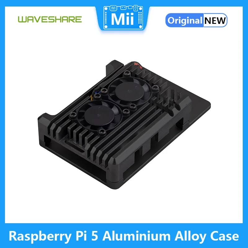 เคส Raspberry Pi 5อลูมิเนียมอัลลอยด์พัดลมระบายความร้อนแบบคู่