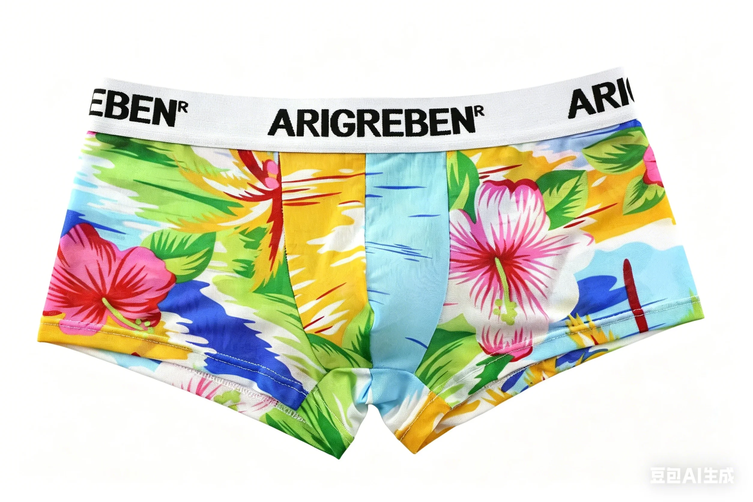 

Men's Bulge Boxy Underwear Tropical Floral Printed Sheer Mesh Boxer Briefs Gays Low Rise Breathable U-Pocket See-Through Panties