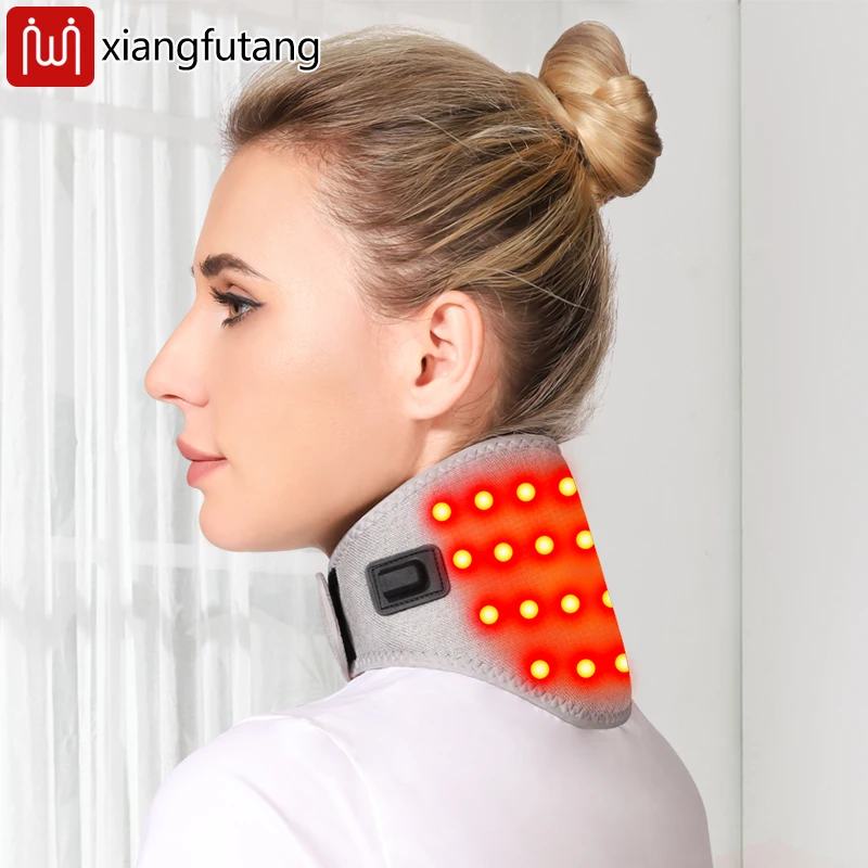 وسادة الرقبة العلاجية بالضوء الأحمر - 3 تروس للحرارة والاهتزاز، العناية بالرقبة تخفف آلام عنق الرحم، تساعد على التعافي، للعاملين في المكاتب وكبار السن