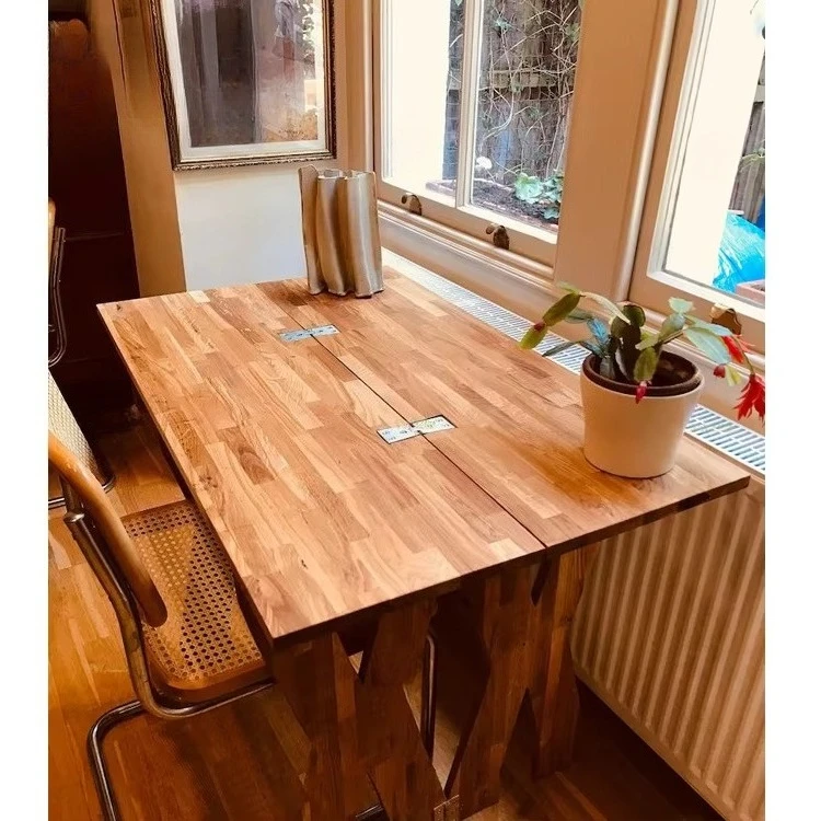 That Unfolds Double Extendable 2 Options Table Custom Order Finger Joint Oak Folding Wood Table