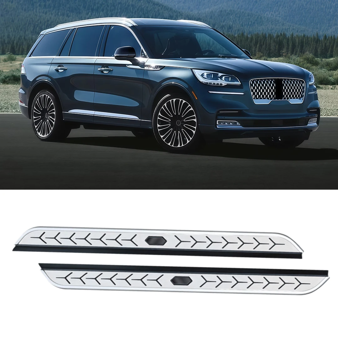 2Pcs Fits for Lincoln Aviator 2020-2023 2024 2025 Nerf Bar Fixed Door Side Step Pedal Running Board Black With Brackets