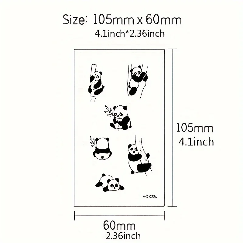 10PCS Panda Waterproof Temporary Tattoos Dark Cute Little Panda Tattoos Wrist Ankle Finger Body Art Fake Tattoo Sticker For Men