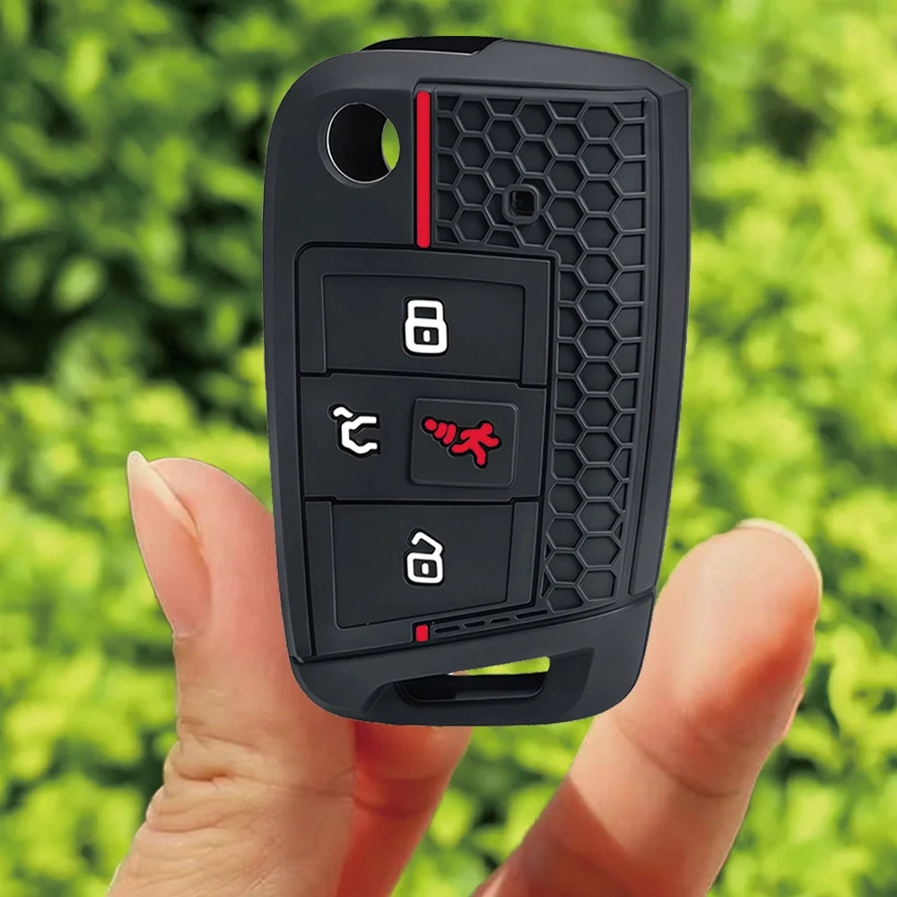 Remote Silicone Car Fob Key Cover Case For Volkswagen Golf GTI Alltrack Golf R Sportswagen Polo Skoda Tiguan Atlas e-Golf Jetta