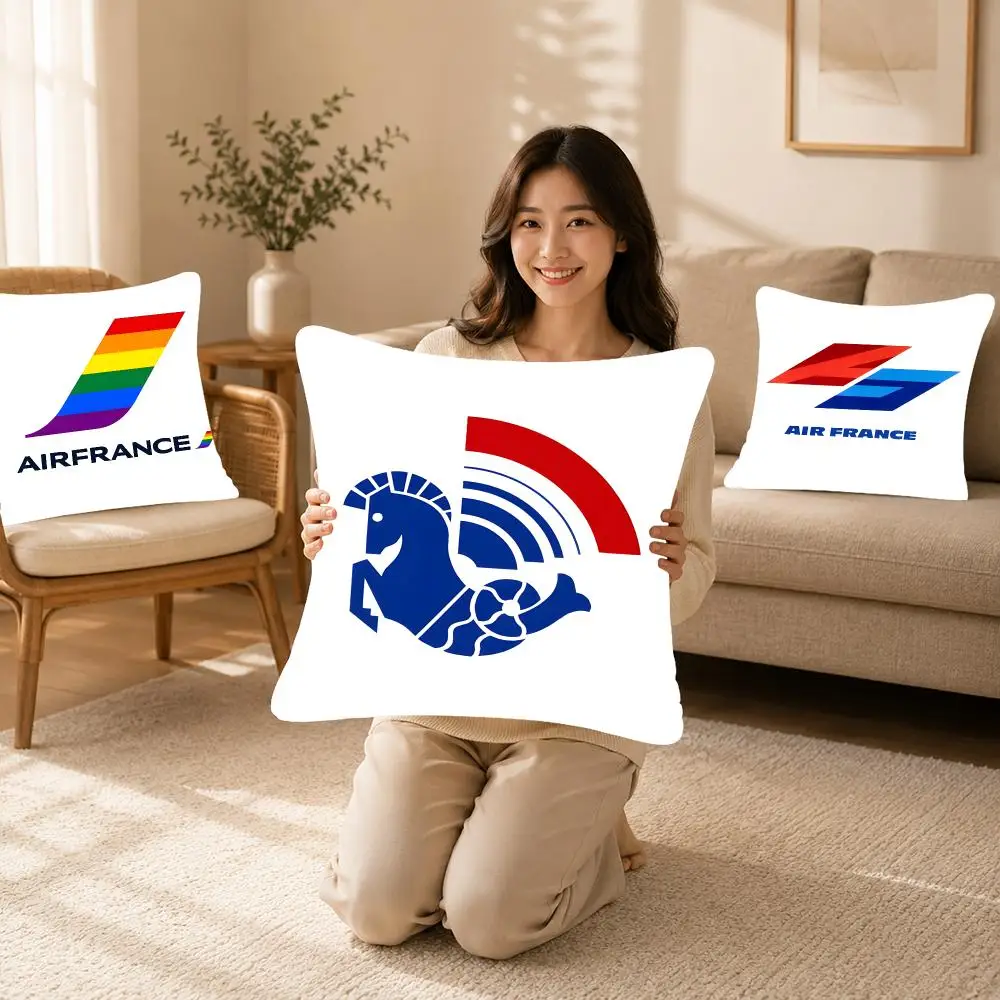 Airline Travel Air France Cushion Cover Bedroom bed reading backrest cushion Festive plush holiday Soft plush throw
