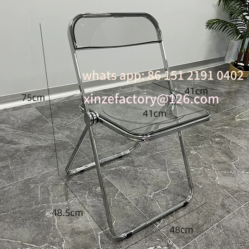 맞춤형 라이트 럭셔리 투명 접이식 의자 아크릴 패션 인터넷 인기 사진 촬영 메이크업 의자 심플 가정용