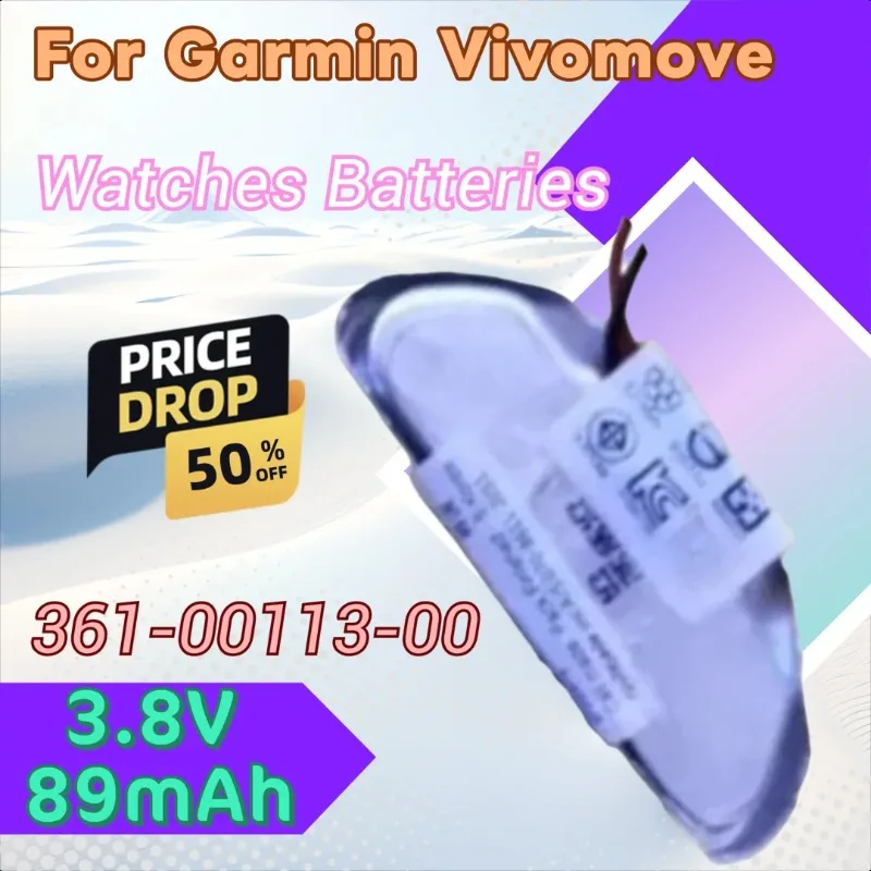 

Watch Battery 361-00113-00 3.8V 89mAh for Garmin Vivomove HR 100% New High Quality Battery