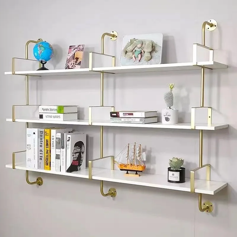 

Nordic wall baffle shelf wrought iron living room bedroom storage rack simple modern combination wall hanging multi-layer booksh