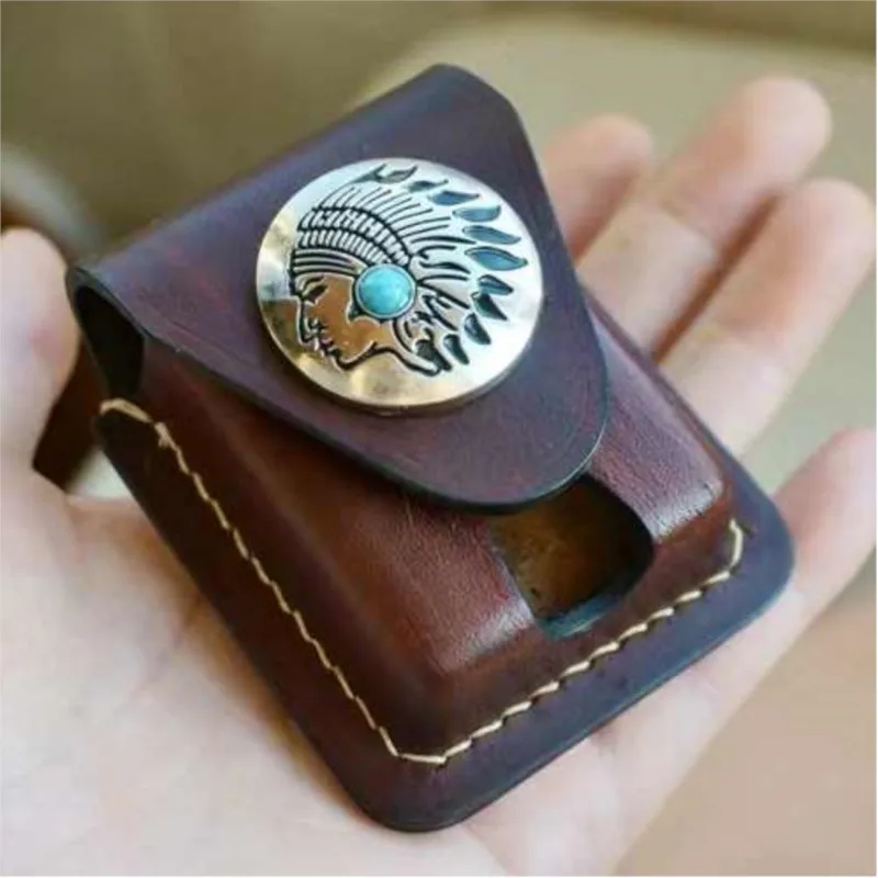 

Новинка 2025 года, креативная поясная сумка для зажигалки из натуральной кожи с магнитной пряжкой, металлическая сумка для зажигалки ручной работы из натуральной кожи LH958