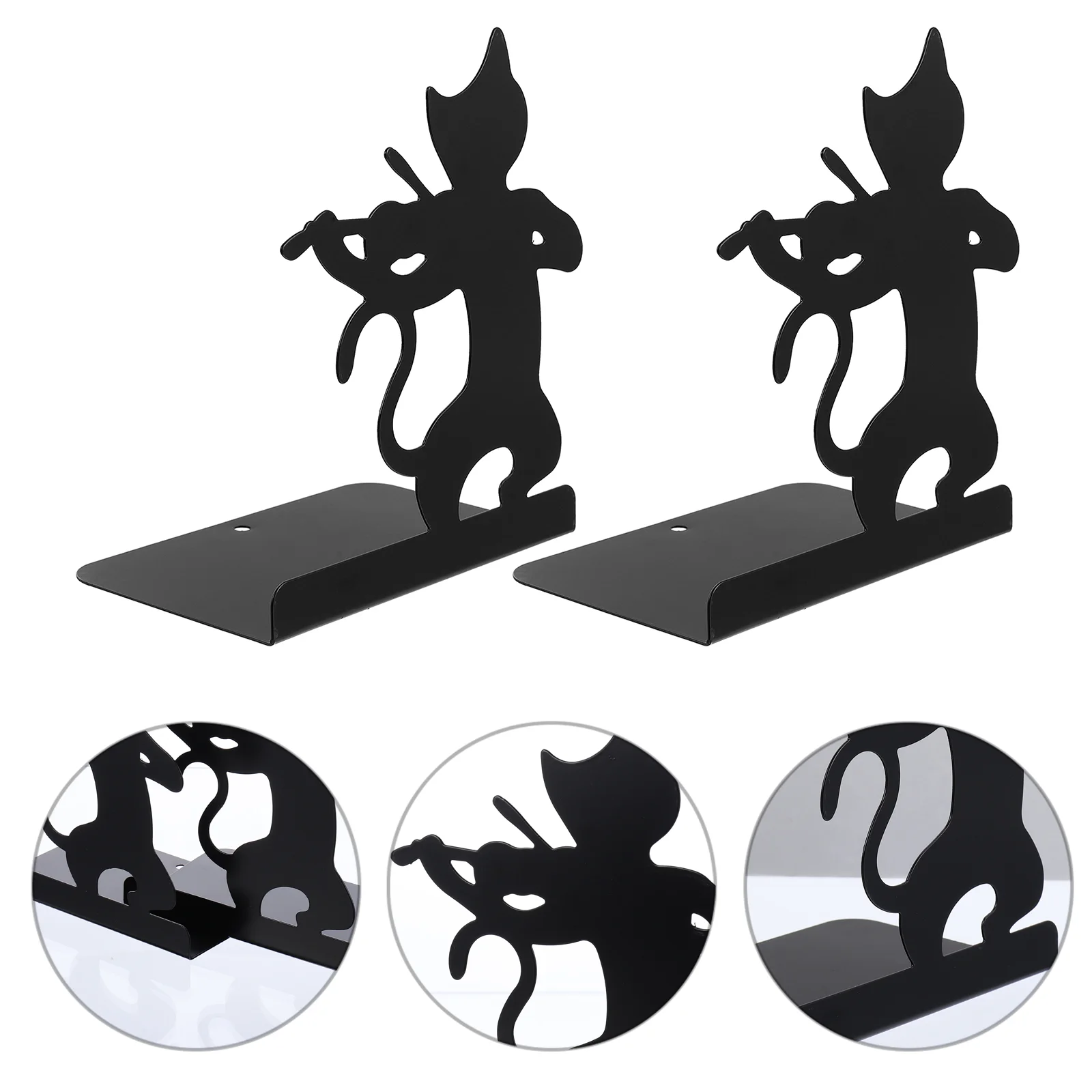 

Black Cat Bookend Support Accesories Hold Organizer Status for Books Ends Bookends Shelves Office Home Metal Decorations