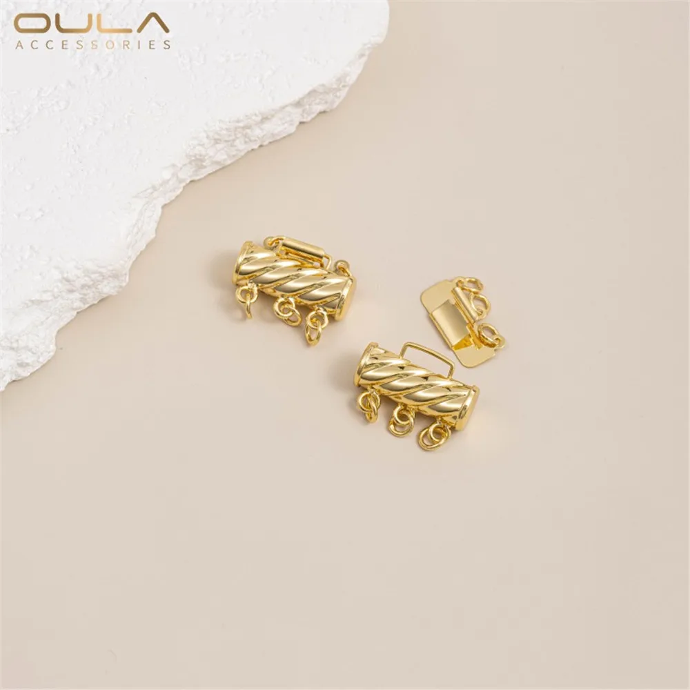 

1pcs Color-preserving Vacuum Electroplated 18K Gold Rose Gold Long Tube Multi-row Clasp Diy Pearl Necklace Buckle Accessory