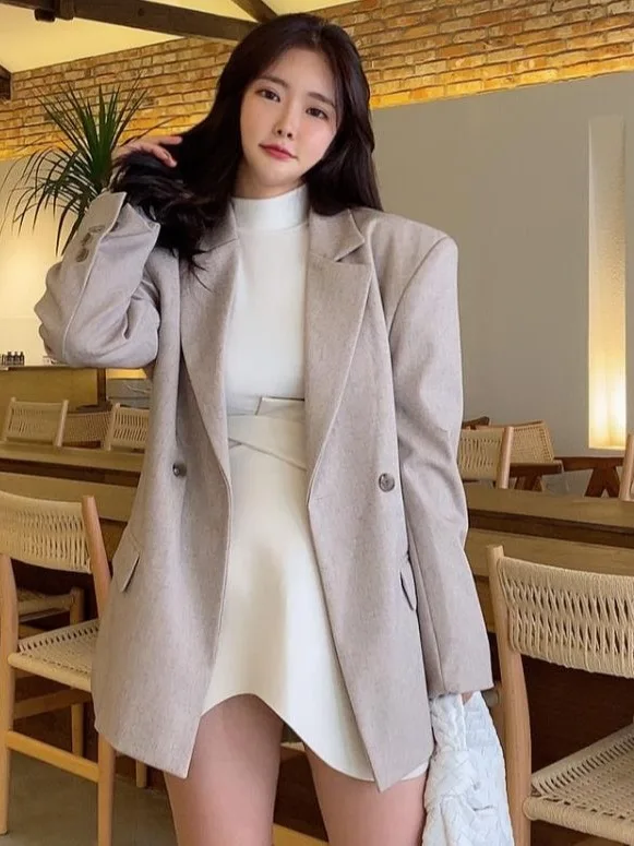 الرجعية الصغيرة ence تصميم اثنين زر با سبليت مربوط عارضة المرأة البدلة Jaet الكورية Sle مكتب ارتداء تصميم فريد من نوعه #2