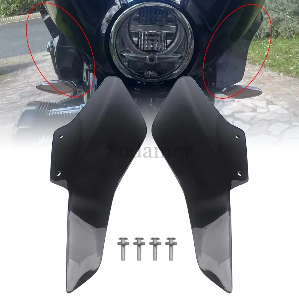 Motorcycle Accessories Fairing Air Deflectors Left and Right Black Acrylic Plastic Fit For BMW R18 B R18B Bagger 2021-2024