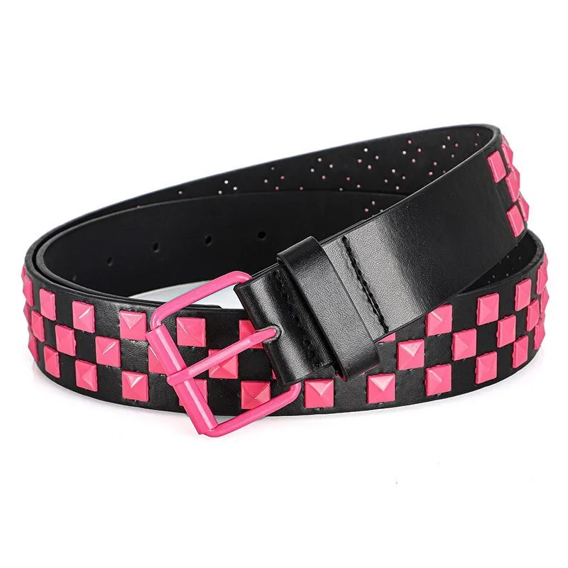 Bunter Nietengürtel für Damen, Unisex-Gürtel im Y2K-Stil, Heavy-Metal-Gürtel, europäischer und amerikanischer Punk-Rock-Jeansgürtel