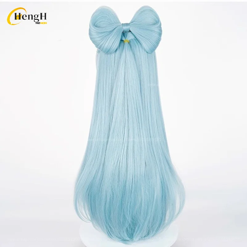 Peluca sintética de Anime de alta calidad Yumemizuki Mizuki larga de 78cm, peluca de Cosplay cian azul, pelo resistente al calor, pelucas para fiesta de Halloween + gorro de peluca