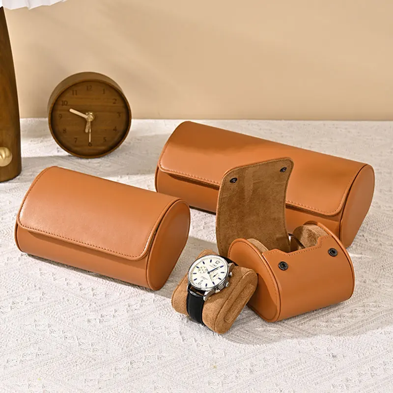 WoodTen Portable Jewelry Box Jewelry Organizer Roll 1 2 3 slot Watch Storage Box With Pillow Wristwatch Bag Gift Box Watch Case
