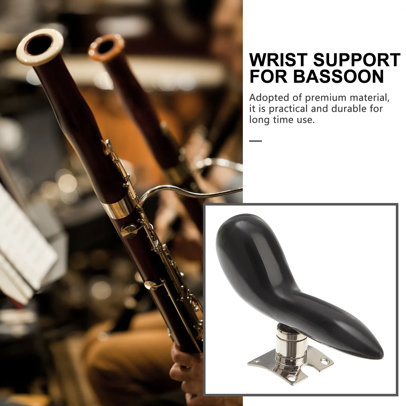 1Pcs Bassoon Hand Rest Handle Base Black Professional Ergonomic Wrist Support Practical Bassoon Wrist Pad Accessory