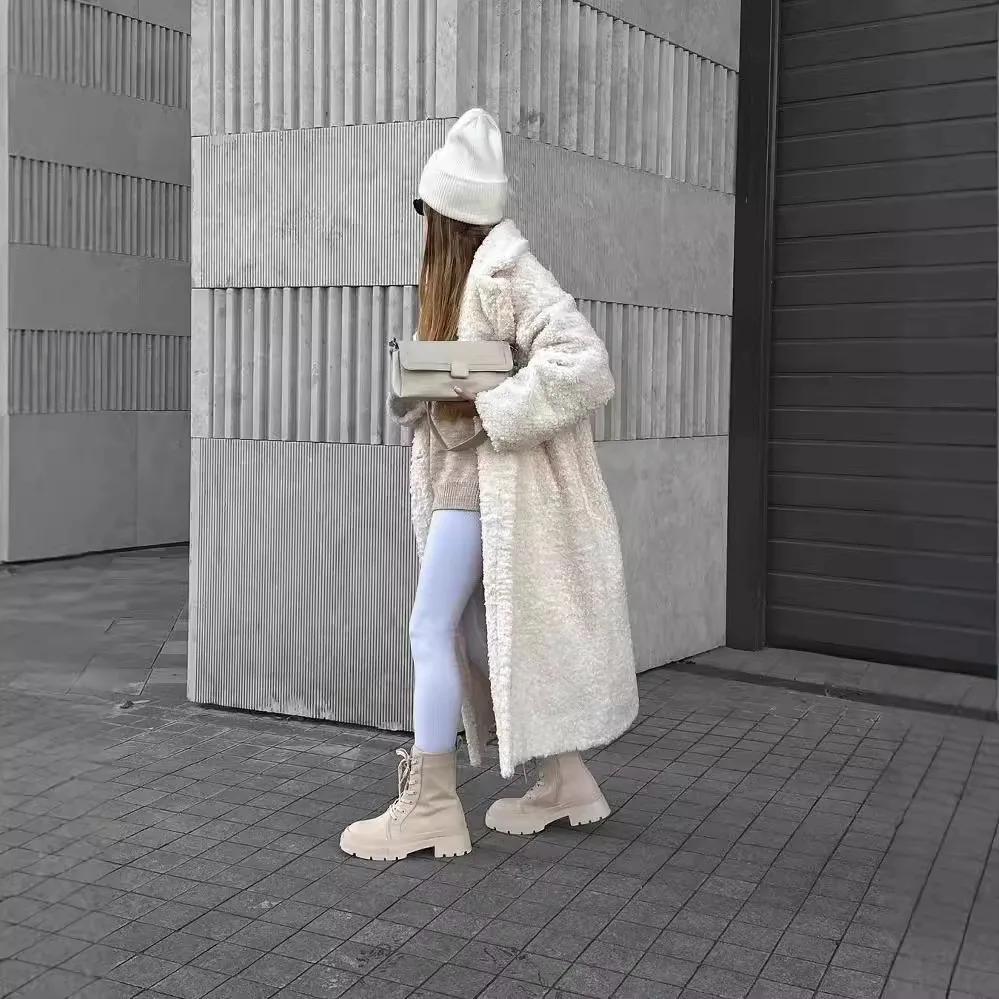 Fall Winter Women's Long Sleeve Furry Coat Commute Style Classy Outerwear Outdoor Windproof Thickened Extended Length