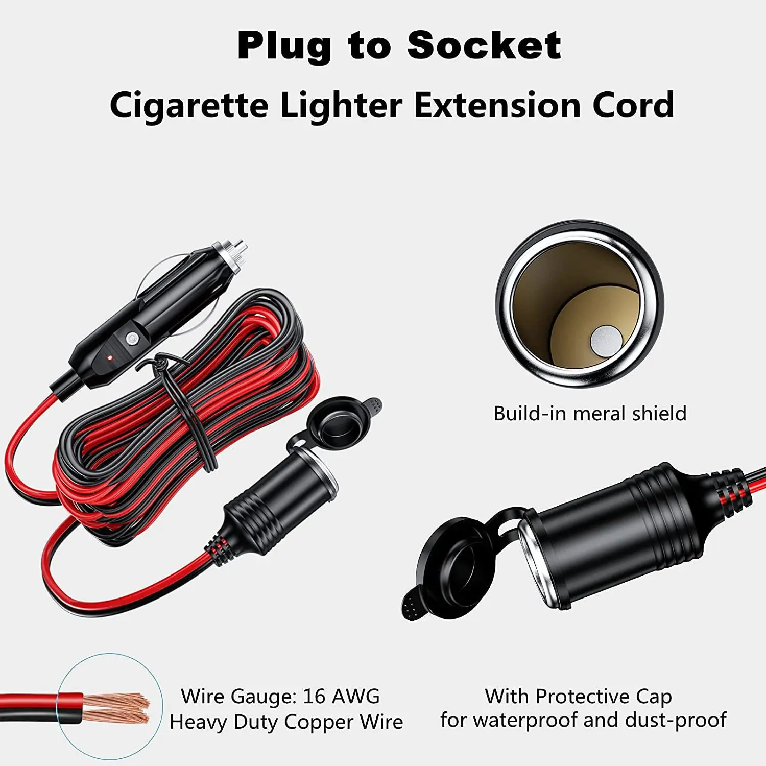 1 stücke 0,6/1,5/4/6/8 m 12 V/24 V Lkw Auto Zigarette leichter Buchse zu Auto Zigarette Leichter Stecker Auto Ladegerät Power Kabel