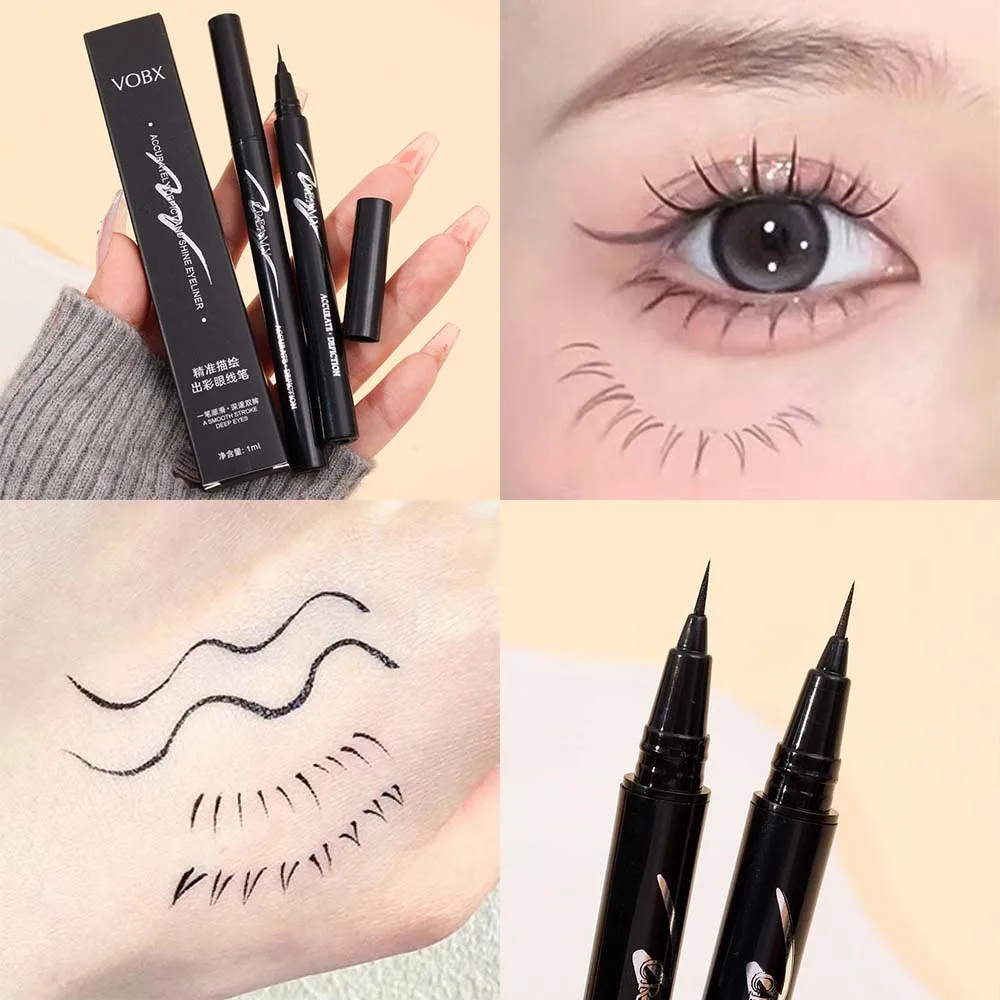 Smooth Black Eyeliner Ultra-Fine, Lower Eyelash Pen, impermeável, secagem rápida, duradoura Eye Liner, Deitado Silkworm, Maquiagem Tool, cosméticos