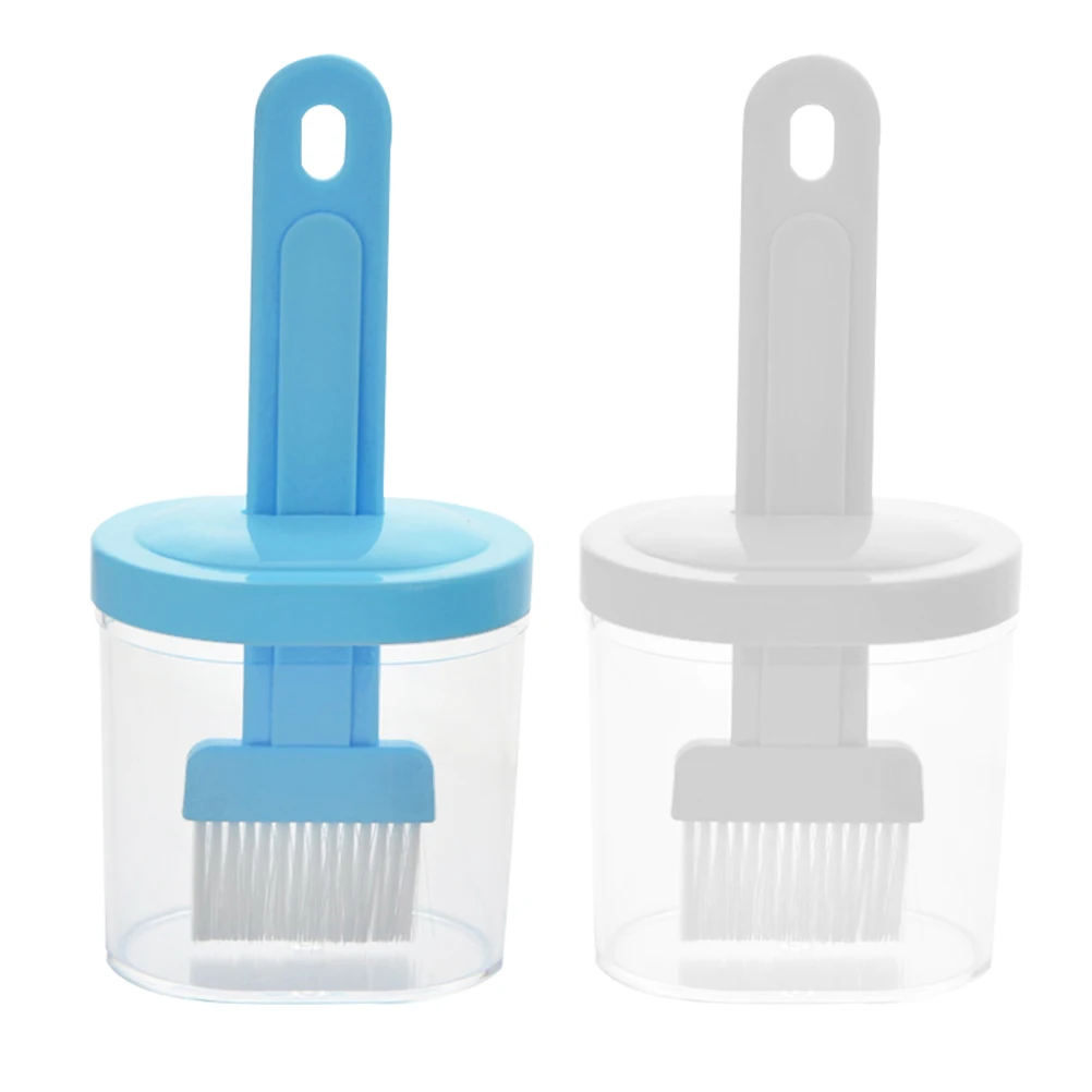 

2pcs BBQ Brush with Base Sauce Bristle Basting Meat Baking Brushes Grill Container Silicone Resin NonToxic HighTemp Resistant