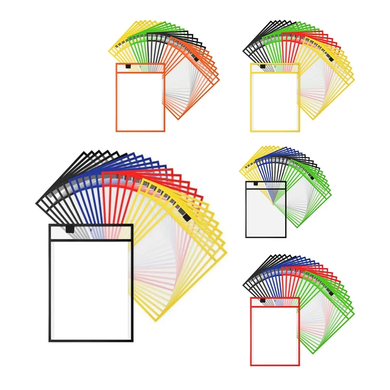

28Piece Work Note Holder Dry Erase Pocket Sleeves Pocket Plastic File Bag Dry Erase Sleeve For Teacher Office Organization B
