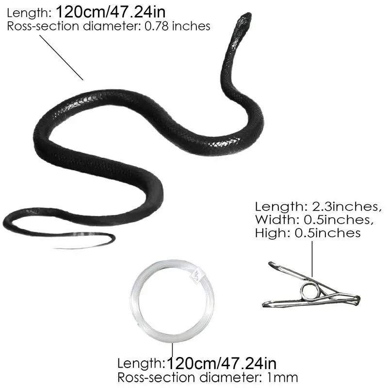 Funny Large Realistic Rubber Snake Prank with String and Clip Fake Snake High Simulation Model Fashion Halloween Tricky Toys