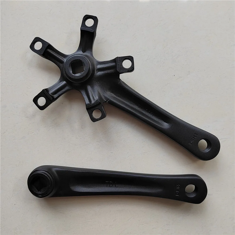 Square Hole Road Bicycle Crank Folding Bike Parts MTB Crankset Black 5 Blots 170mm 165mm 110BCD