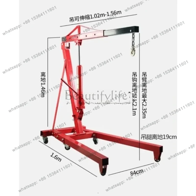 Folding small crane hydraulic car engine hanger engine crane 2 tons 3 tons auto repair mobile crane
