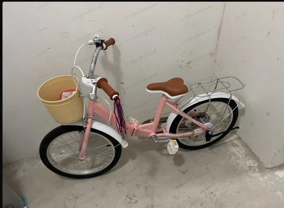 

16Inch Folding Kids Bike, British Style Toddler Bicycle for Boys Girls, Children's Foot Pedal Bike