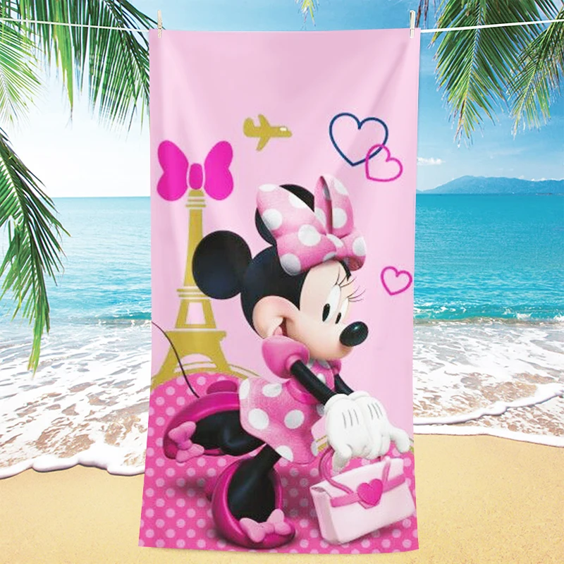 Beach Towel Cute Minnie Pink Charming Summer 3D Printing Super Clear Children and Adults Microfiber Material Soft Comfortable