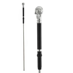 Silver Skull walking stick 92cm Outdoor Hiking  Fashionable Gentleman'sCane Halloween Role Playing Prop, LARP Party Accessory