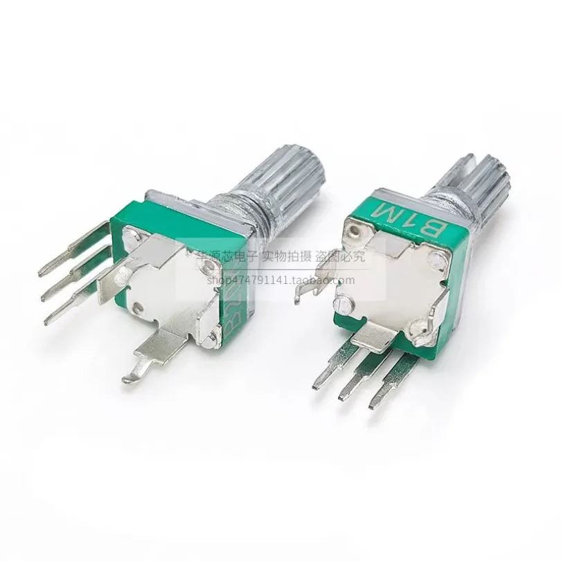 （100PCS）RK097 single potentiometer vertical bent foot with bracket handle 15mm non-gear 3-pin B5K10K20K50K100K