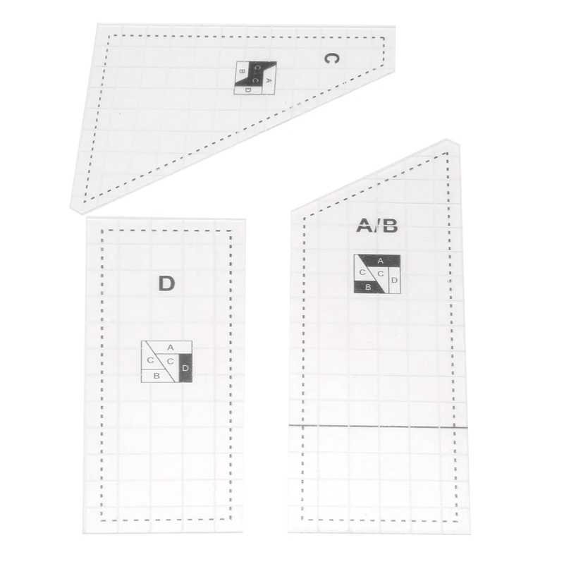 3 Pcs Quilting Cutting Template Creative Quilting Cutting Template Acrylic Grids Template Quilt Ruler Set