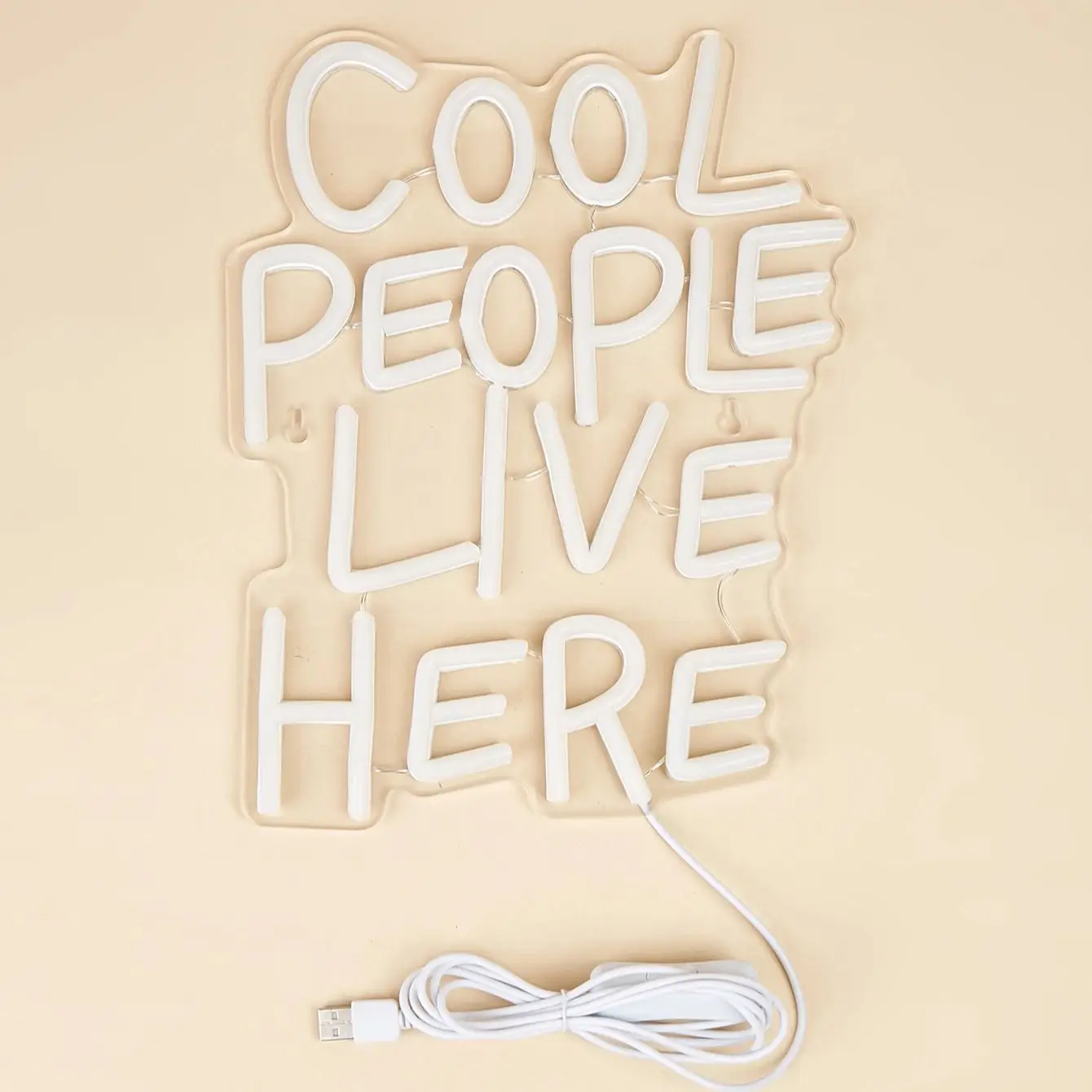 Chi-buy LED Neon Cool People Live Here Insegne al neon alimentate tramite USB Luce notturna Wall Art Camera Room Decor Lampada Insegne Regalo di compleanno