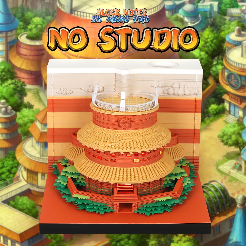 Omoshiroi Block 3D Art Memo Pad Anime One Piece Admiralty Hokage Building With Acrylic Box Gift For Birthdays Christmas New Year