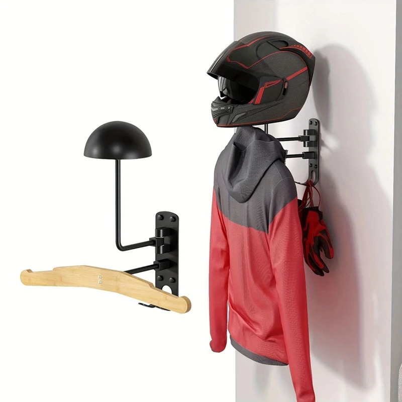 Rack para capacete de motocicleta 180 °   Suporte de armazenamento de capacete montado na parede com rotação Suporte para economia de espaço