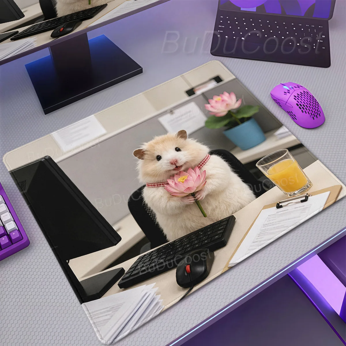 Small Cute Working Hamster Mouse Pad Gaming Laptops Mousepad Gamer Carpet Keyboard Mat Desk Protector Anime Cartoon Mause Pads