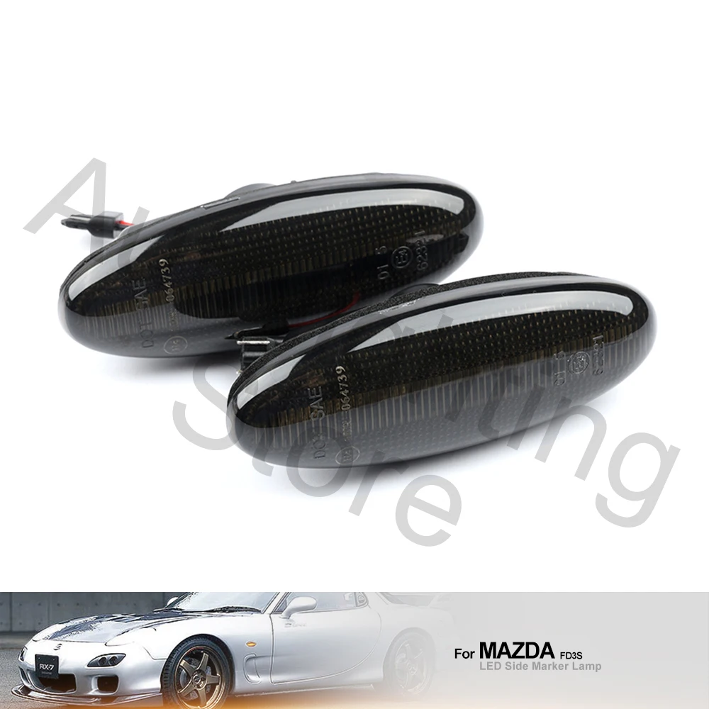 2PCS Front Turn Signal Lamp Smoke Lens Sequential LED Fender Side Marker Indicator Light for Mazda 323 626 RX-7 RX7 FD PREMACY