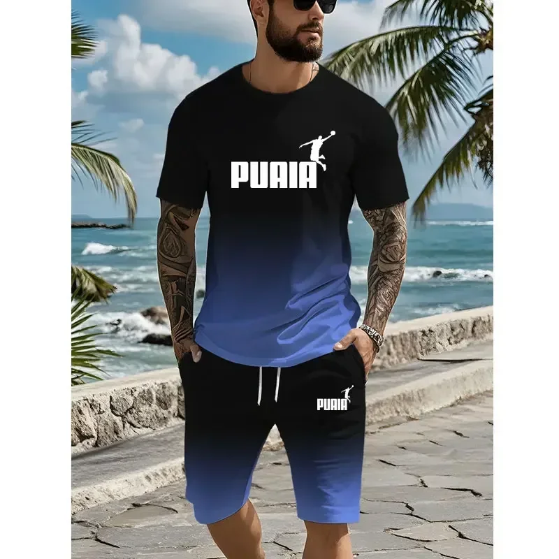 Mode Sport Casual shorts met korte mouwen Tweedelig Straat Dagelijks Harajuku Herenpak Zomer Nieuw los digitaal printenpak