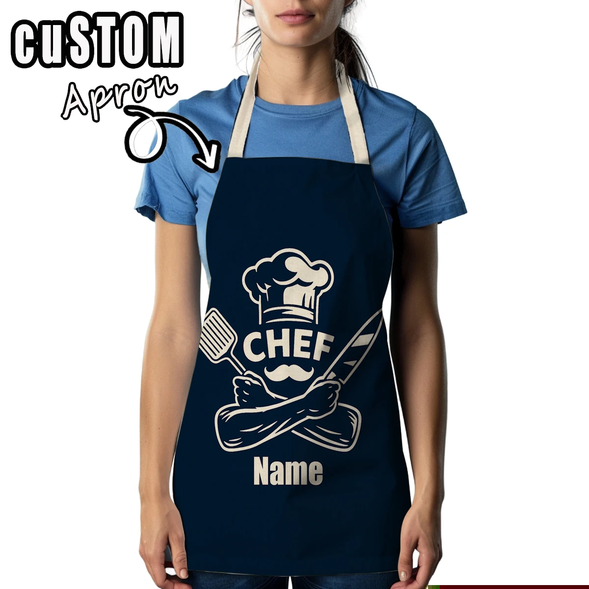 Custom Text Name Logo Aprons Flower Tool Pattern Craftsmanship Apron Cooking And Party Fun with Personality Home Work Aprons