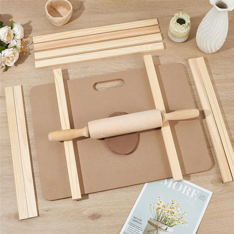 -A89Z Strumenti per la creazione di strumenti per argilla ceramica Set di strumenti per modellare scultura in argilla ceramica Mattarello in legno per scultura