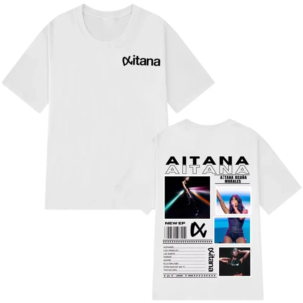 Camiseta de manga corta de algodón para hombre y mujer, camiseta con estampado de moda de Singer Aitanas Ocana, camisetas estéticas informales con cuello redondo, Tops