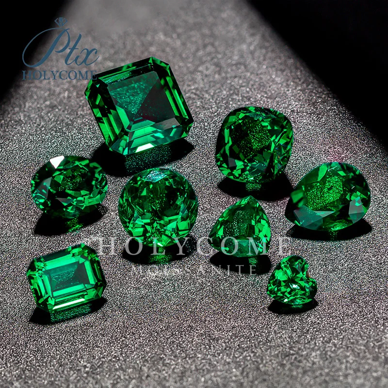 3x3-12x12mm Holycome Lab Grown Emerald Cut Green Cushion Cut Loose Gemstone Manufacturer Factory Supply