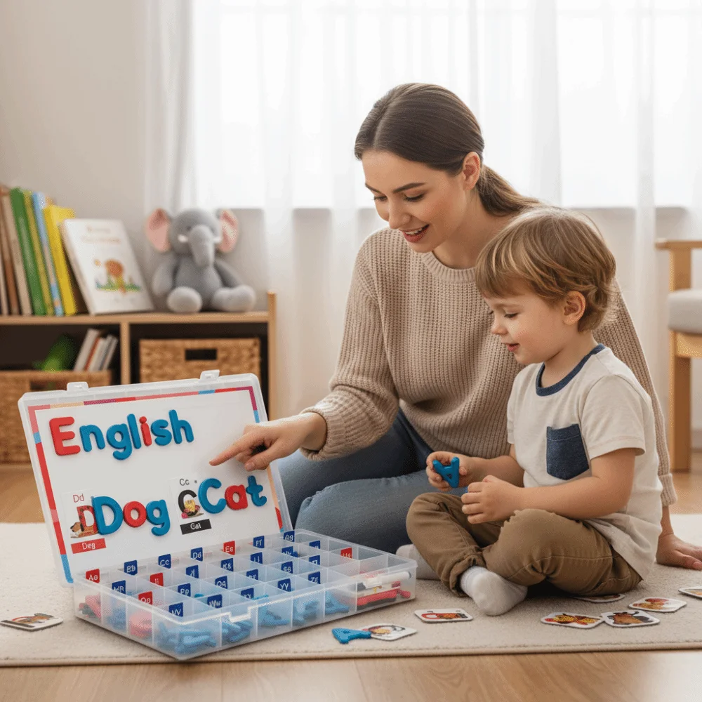 26 English Letters Magnetic Blackboard Board Spelling Practice Game Blocks Letter Magnet Sticker IQ Game Portable