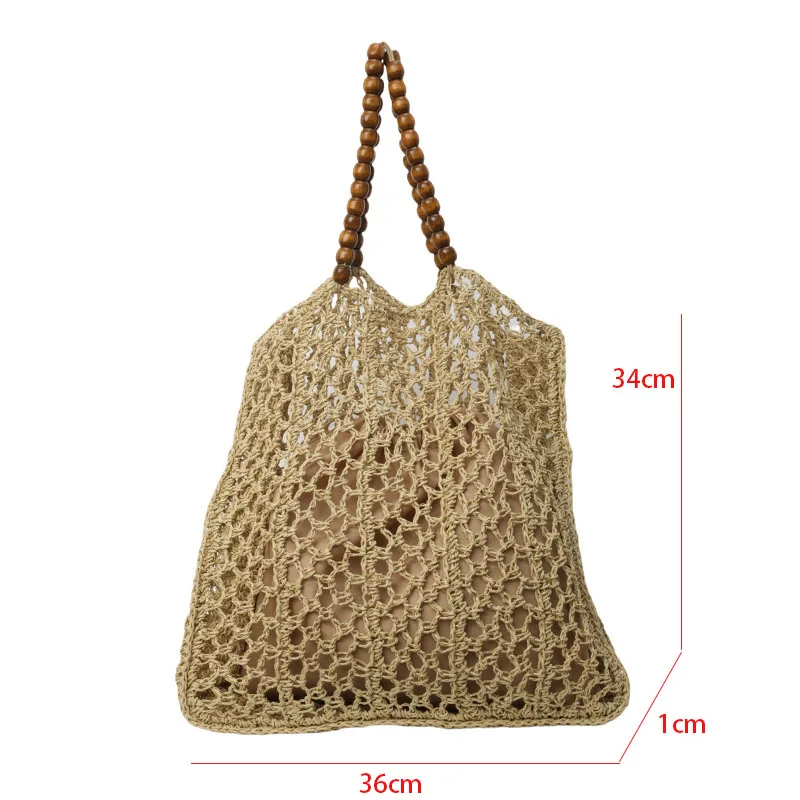 Khaki Hollow Straw Bag For Women 2024 Fashion Woven Handbag Eco Friendly Summer Shopping Bag Female Large Travel Beach Bag Tote