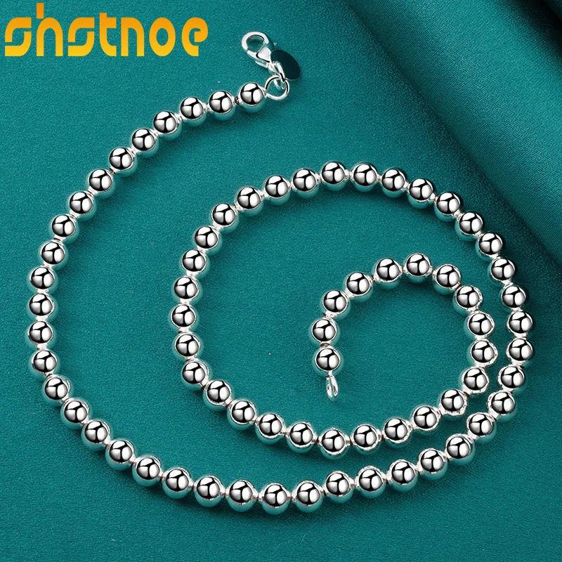 925 Sterling Zilver 6Mm Smooth Kralen Bal 18 Inch Chain Ketting Voor Vrouwen Party Engagement Wedding Fashion Charm Sieraden