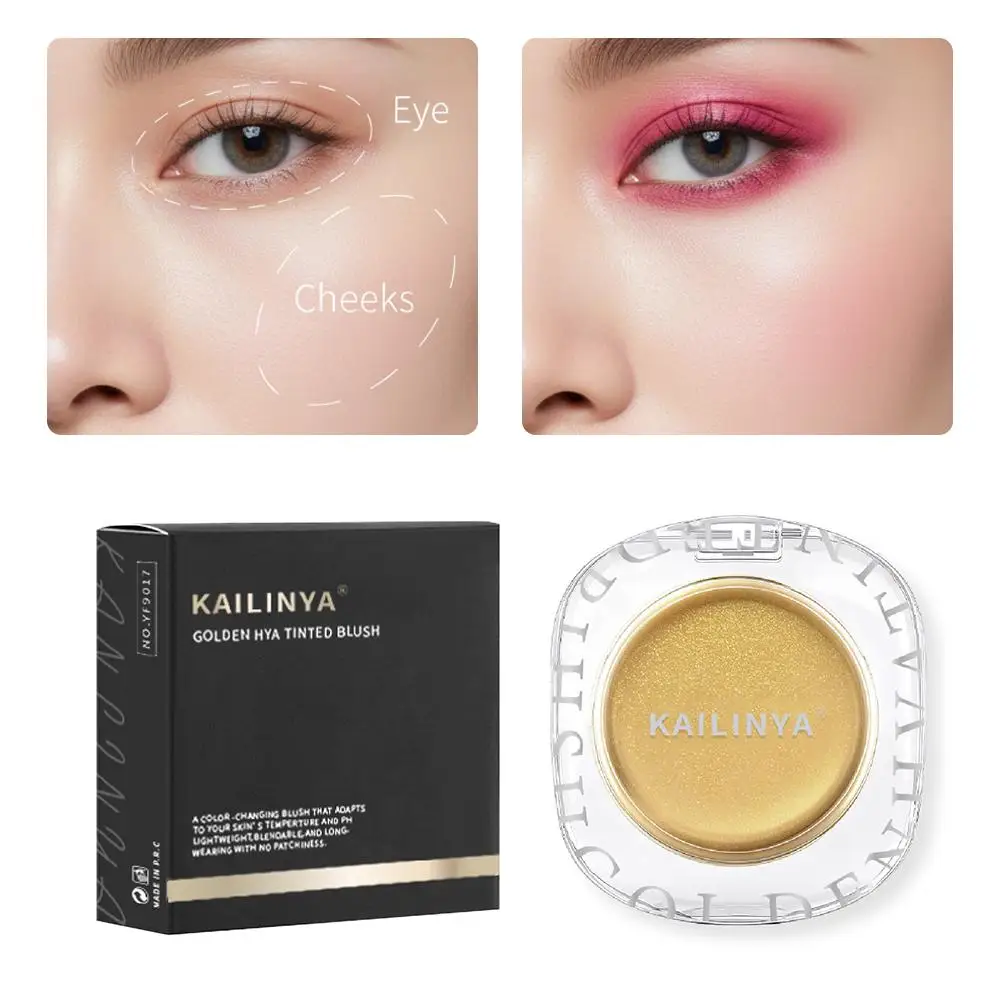 Golden Color Changing Blush, 3-in-1 Tinted Hydrating Blusher Cream For Cheeks Eyes And Lips Makeup,Lasting Moisturizing Rouge